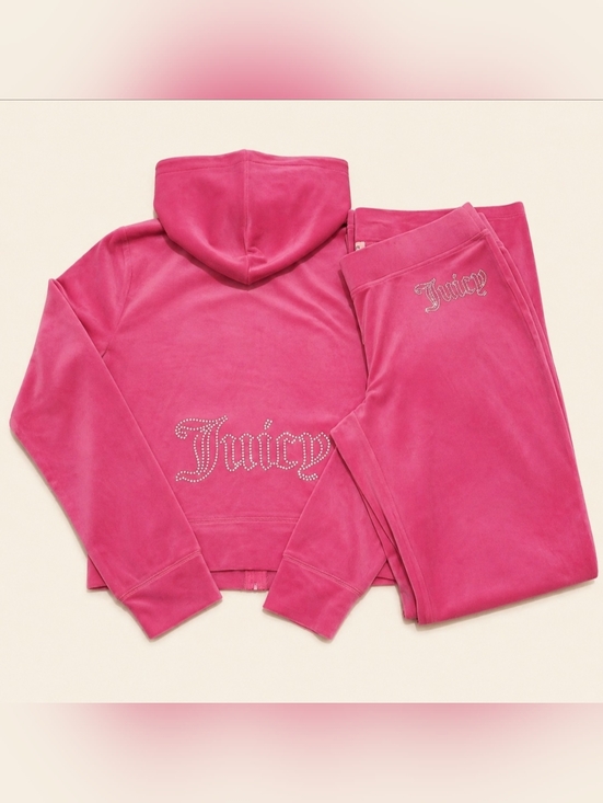 Juicy Couture Pants - Juicy Couture Free Love Velour Zip Up Hoodie & Pants Set - M